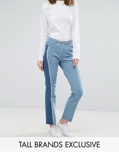 Зауженные джинсы с полосой сбоку в стиле пэтчворк Daisy Street Tall - Синий