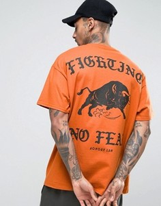 Oversize-футболка с принтом на спине HNR LDN - Оранжевый Honour