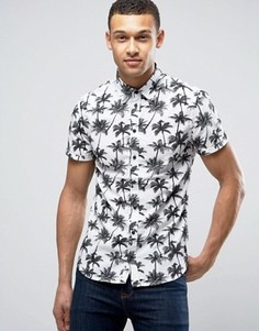 Рубашка с короткими рукавами и пальмами Blend - Белый