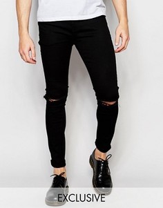 Черные джинсы скинни с рваными коленями Liquor & Poker - Черный
