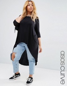 Топ с глубоким вырезом на спинке ASOS CURVE - Черный