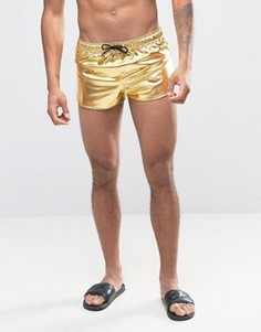 Золотистые шорты для плавания с боковыми разрезами ASOS - Золотой