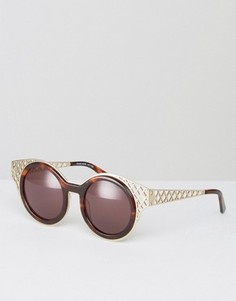 Круглые солнцезащитные очки с вырезами House of Holland - Коричневый