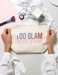 Косметичка с принтом Too Glam To Give A Damn Crazy Haute - Бежевый