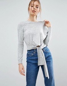 Укороченный джемпер на завязке ASOS - Серый