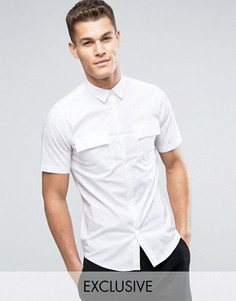 Рубашка скинни с короткими рукавами в стиле милитари Only & Sons - Белый