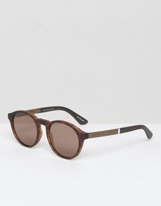 Круглые солнцезащитные очки в черепаховой оправе Tommy Hilfiger - Коричневый