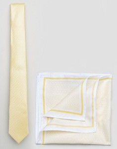 Галстук и платок для нагрудного кармана Burton Menswear - Желтый