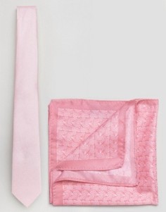 Галстук и платок для нагрудного кармана Burton Menswear - Розовый