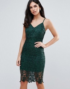 Кружевное облегающее платье миди Ax Paris - Зеленый