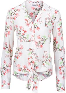 Блузка дизайна в узел (белый в цветочек) Bonprix