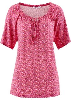 Блузка с короткими рукавами (горячий ярко-розовый с рисунком) Bonprix