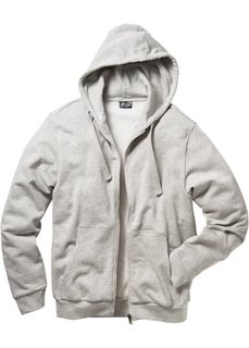 Трикотажная куртка стандартного покроя с капюшоном (серый меланж) Bonprix