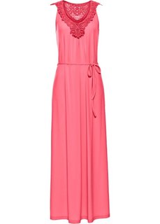 Длинное платье с кружевной отделкой (нежный ярко-розовый) Bonprix