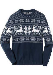 Пуловер Regular Fit с норвежским узором (темно-синий) Bonprix