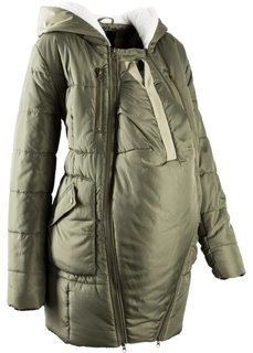 Мода для беременных: куртка с подкладкой и карманом-вкладкой для малыша (оливковый) Bonprix