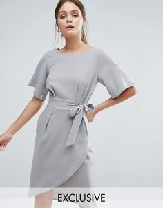 Платье с рукавами‑кимоно и завязкой спереди Closet - Серый