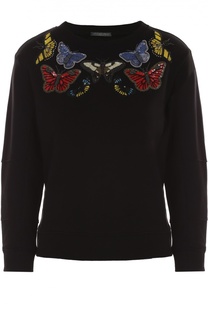 Свитшот с укороченным рукавом и вышивкой в виде бабочек Alexander McQueen