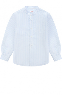 Рубашка из смеси хлопка и льна с воротником-стойкой Il Gufo