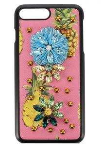 Кожный чехол для iPhone 7 Plus с принтом и декором Dolce &amp; Gabbana