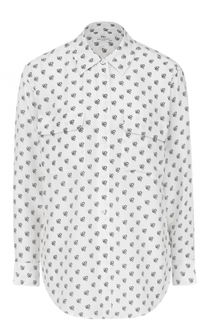 Шелковая блуза с контрастным принтом и накладными карманами Equipment