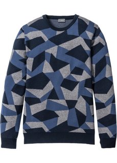 Пуловер Slim Fit (синий с узором) Bonprix