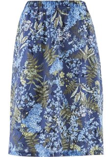 Льняная юбка с цветочным принтом (индиго с рисунком) Bonprix