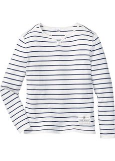 Полосатый пуловер Regular Fit (цвет белой шерсти/синий в полоску) Bonprix