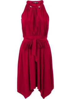 Трикотажное платье с удлиненными боковыми краями (темно-красный) Bonprix