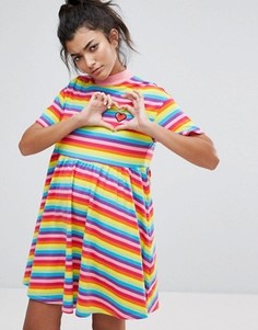 Разноцветное платье-футболка Lazy Oaf Sally - Мульти