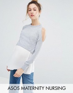 Двухслойный джемпер ASOS Maternity NURSING - Серый