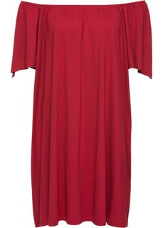 Трикотажное платье с вырезом Кармен (темно-красный) Bonprix