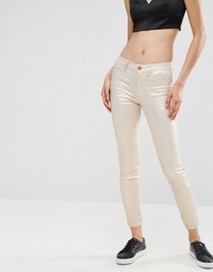 Укороченные джинсы скинни с эффектом металлик Vila - Золотой