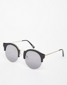 Круглые солнцезащитные очки с металлической отделкой и переносицей ASOS - Черный