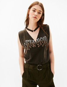 Топ с чокером ‘antiyou’ Bershka