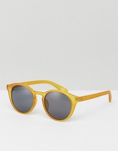 Солнцезащитные очки в круглой желтой оправе ASOS - Желтый