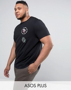 Свободная футболка с вышивкой на груди ASOS PLUS - Черный