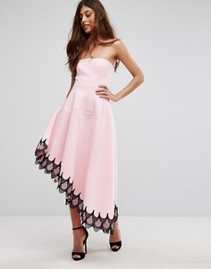 Платье-бандо с кружевной отделкой City Goddess - Розовый
