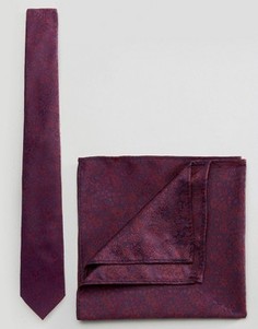 Галстук и платок для нагрудного кармана с цветочным принтом Burton Menswear - Красный