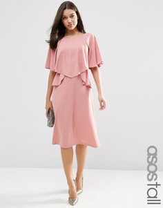 Пышное платье миди с рюшами ASOS TALL - Красный