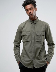 Рубашка стандартного кроя с карманами в стиле милитари Only & Sons - Зеленый