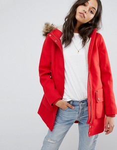 Шерстяное пальто Abercrombie & Fitch - Красный