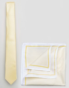 Галстук и платок для нагрудного кармана Burton Menswear - Желтый