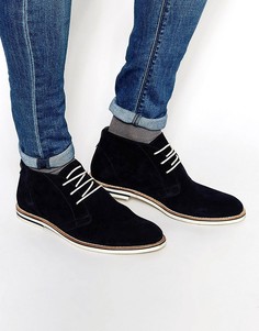 Темно-синие замшевые ботинки чукка Dune - Синий