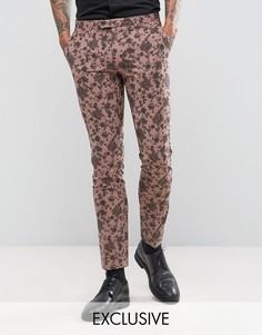 Супероблегающие брюки с цветочным принтом Noose & Monkey - Розовый