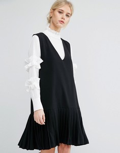 Цельнокройное платье без рукавов со складками на подоле Zacro - Черный