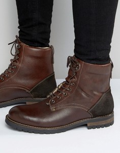 Коричневые кожаные ботинки на шнуровке Aldo Busca - Коричневый