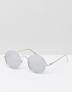 Серебристые круглые солнцезащитные очки с зеркальными стеклами ASOS - Серебряный
