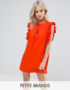 Свободное платье с рюшами и завязками Fashion Union Petite - Красный