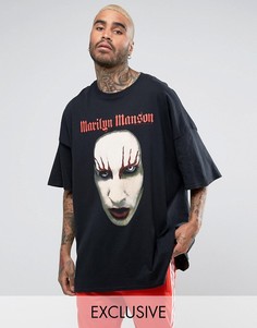Черная oversize-футболка с принтом Marilyn Manson Reclaimed Vintage Inspired - Черный
